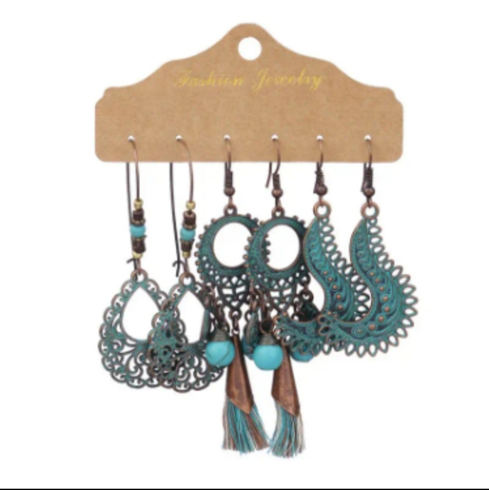 Turquoise boho earring set